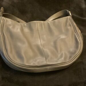 Halogen Gray Leather Hobo Bag